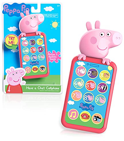 Peppa Pig Have a Chat Cell Phone, Toy Phone with Realistic Sounds and Light Up Buttons, Kids Toys for Ages 3 Up by Just Play