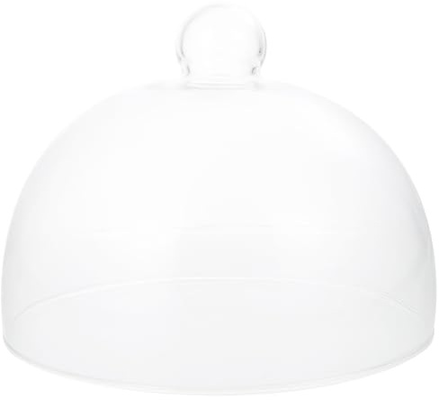 Happyyami Glass Cake Dome 8 Inch Food Cover Transparent Cloche Lid Protective Dessert Display for Cupcakes Snacks and Cheese