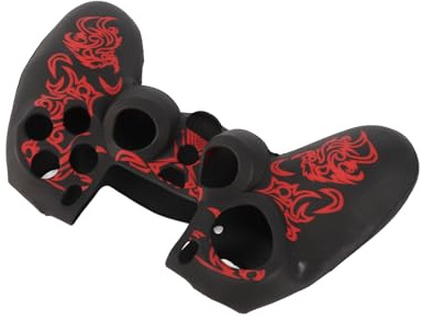 Cover in Silicone per Controller, Cover Morbida in Silicone per Skin Grip, Set di Custodie Protettive per Controller Playstation4(black+red)