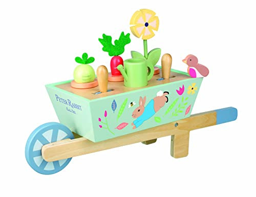 Peter Rabbit Schubkarren-Spielzeug – Kinder-Holz-Kleinkind-Gartenspielzeug, Pretend Play – Kinderspielzeug-Werkzeuge, Indoor-Outdoor-Garten-Set, Mädchen Jungen – Offizielles Lizenzprodukt von Orange Tree Toys