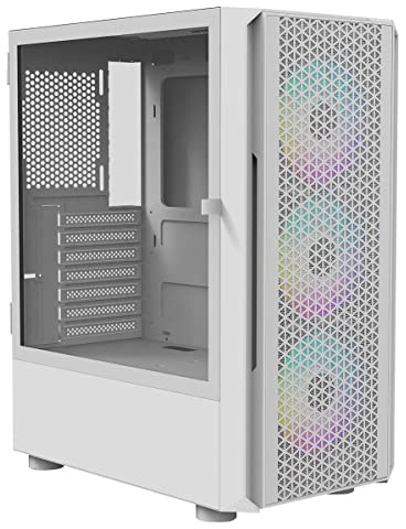 iONZ KZ02 - Advanced Series 2.0 - PC Mid Tower Case M/ATX ATX Gaming Tempered Glass includes 3 x RGB 120mm Fans (Airflow White)