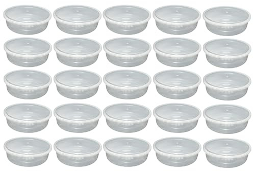 100pcs x Clear Plastic Food Takeaway Containers BPA Free Heavy Duty Plastic Containers with Secure Seal Lids Reusable Meal Prep Stackable Lunch Boxes Microwave Freezer Safe (2000 ML, Round)