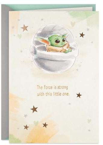 Hallmark Star Wars Babyparty-Karte für frischgebackene Eltern (Baby Yoda, Force is Strong) Welcome New Baby, Glückwünsche, Gender Reveal, May the 4
