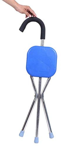 Asiento plegable para caminar, bastones portátiles, taburete, silla, bastón para caminar con asiento, ligero, grueso, acero inoxidable, altura fija, adecuado para personas mayores discapacitadas