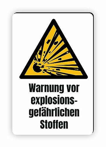 Warnzeichen (W002) Warnung vor explosionsgefährlichen Stoffen - Eckiges Warnschild mit Text - Warnschild mit Text - nach DIN EN ISO 7010
