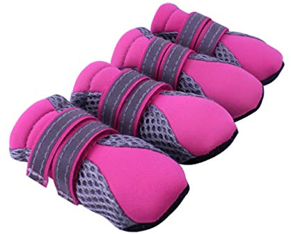 CIYODO Hundeschuhe Für Kleine Hunde Atmungsaktiv rutschfeste Sohle s Rosa Pfotenschutz Für Drinnen Und Draußen Einfach Anzuziehen Für Sportliche Aktivitäten Und Unebene Oberflächen