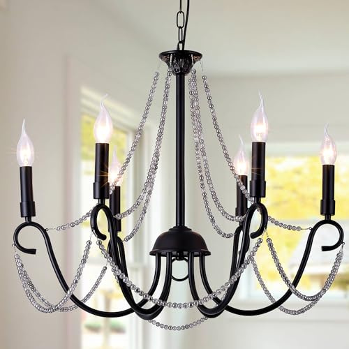 Ganeed Antik Licht Kronleuchter Schwarz 6 Lichter | Lampe Hanging Painted Finish Inselleuchten für Küche