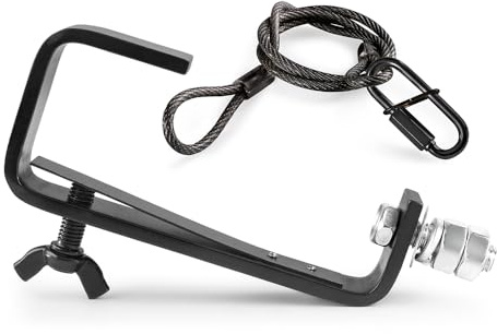beamz BC50B-50 Quick Lock G Clamp Lighting Set with Safety Cable, Half Coupler Stage Clamps for 50mm Truss, Theatrical Metal Black, 50kg Load