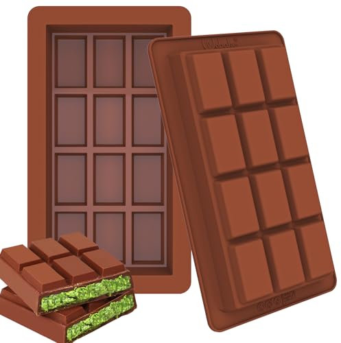 Webake Deep Chocolate Bar Moulds Silicone 2 Pcs Thick Chocolate Bar Mould Rectangular Large Chocolat Molds Deep Candy Mold