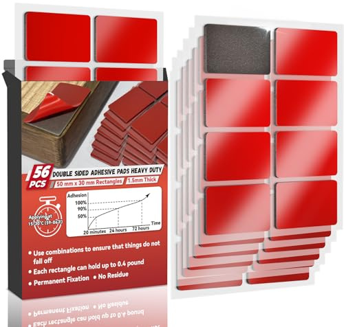 Birllaid Doppelseitige Klebepads Rechteckig 3cm*5cm,Hochbelastbares Montageband,56 Stück UltraSticky Strong Pads Klebeband1,5 mm dick für Wände Bild,Auto, Zuhause, Büro. Rechteckig