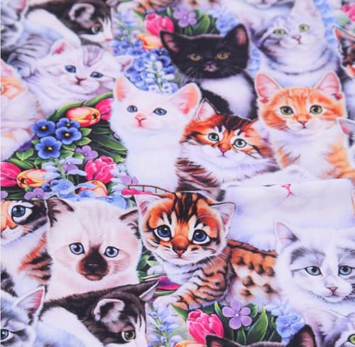 CHTME Baumwollstoff Patchwork Stoffe 45 * 100cm DIY Baumwoll Cartoons Gedruckt Craft Stoffe Kinderstoff mit Hunde Motiven Stoffstücke für Kinder mädchen Junge Dekoration Basteln Handwerken