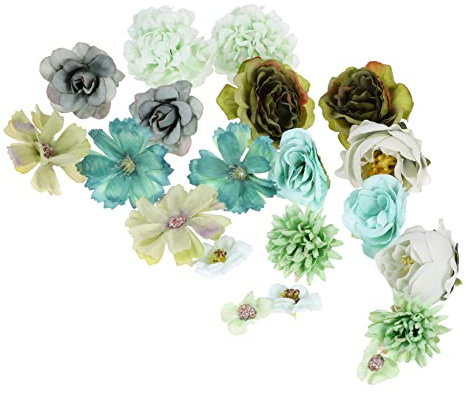 GRIRIW 20 Stück Künstliche Blüten aus Polyester Selbstgemacht Blumen Dekorationsset für Hochzeitsfeiern und Geburtstage Zuhause Grün Blumenmaterial