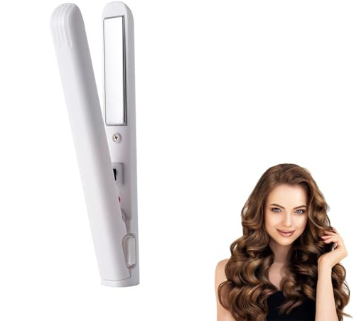 Mini Dual Purpose Curling Iron,Cozy Home Curling Iron,Mini Curling Wand and Flat Iron Mini Curling Iron Hair Straightener Curling Iron,2-in-1 Portable Travel Curling Wand for All Hair Types (White)