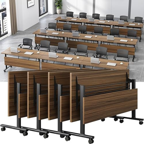 Bürotisch，. 4er-Pack rollende Computertische, mobiler Schreibtisch auf Rollen, Schulungs-Besprechungstische, großer Seminartisch, beweglicher Arbeitstisch for das Heimbüro(140x40x75cm)