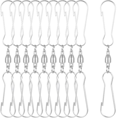 GEEHUA 10 clip girevoli a doppio gancio, per spinner, a spirale, per spinner, calze a vento per spinner, calzini a vento, draghi, vasi da fiori, casette per uccelli, bandiere, accessori per feste