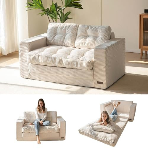 MAXYOYO Sofá Cama Convertible, Colchón Plegable para Adultos, Sofá Cama Convertible con 2 Almohadas, Colchón de Invitados de 140 x 210 x 15 cm, Sofá para Sala de Estar y Dormitorio