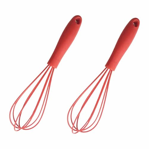 2 stycken visp-set av silikon – non-stick köksredskap för omrörning och visp – flexibel ballongdesign för ägg, såser och degar – värmebeständiga bakredskap