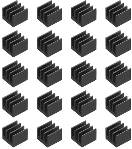 PATIKIL Heatsink 7x7x6mm, 20 Pcs Aluminum Cooler Radiator Heat Sink with Thermal Blue Sticker for Raspberry Pi Chip CPU Power Transistor FET IC Power Amplifier, Black
