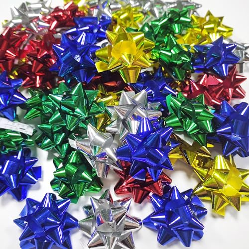60pcs Geschenkschleifen 1.5 Kleine Sternbogen Selbstklebende Geschenkverpackung Dekoration für Geburtstagsfeier, Weihnachten, Hochzeit, Valentinstag ect (Xmas, 1.5in)