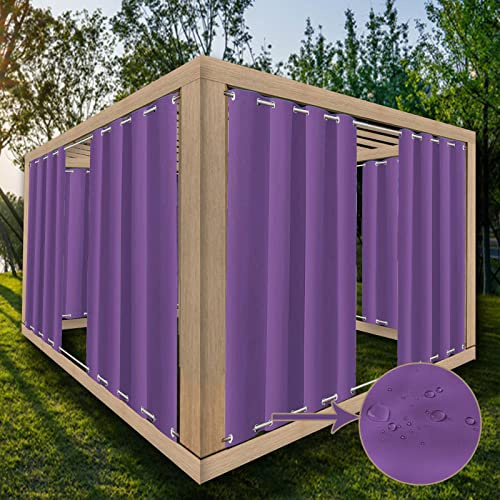 Waterproof Outdoor Curtain with Thermal Insulation Blackout Patio Drapes for Terrace Garden Veranda Pavilion Purple 220cm x 100cm 1 Piece