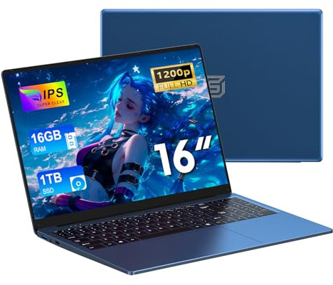CHIFUYOU 2025 Ordinateur Portable 16 Pouces N150 Jusqu'à 3,6 GHz, 16Go RAM DDR4 1To SSD PC Portables (Dépasser N95/N5095) WiFi 5/2.4G,USB3.2,BT5.0,HDMI,Type-C,6000 mAh