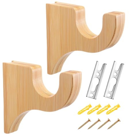 Fenster-Hardware Stangenhalter | Holzstab-Kleiderbügel – Gardinenstangenhalterungen – für Wand, Dusche, Wohnung, Zimmer, Schlafzimmer im Inneren