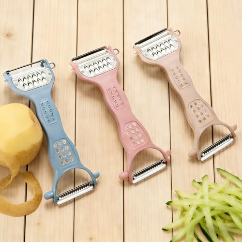 ASOUUNLD 3 Pièces Râpe Légumes Double Face, 2 en 1 pour Éplucher et Râper, Éplucheur Double Fonction en Acier Inoxydable Eplucheur Legumes Manuel Econome Legumes pour Fruits et Légumes