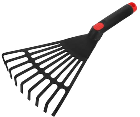 GALPADA Petit Râteau en Plastique Noir pour Jardinage et Pelouses, Solide et Sûr, pour Enlever Les Feuilles et Travaux de Jardin