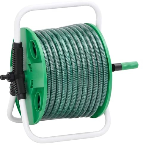 Lumanois Carrete de Manguera de pie con Set racores PVC Verde 0,5 20 m,Accesorios de Organización y Almacenamiento de Herramientas,Soporte de Manguera de jardín,3.94kg-3281510