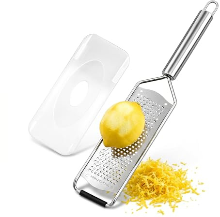 Lemon Zester and Parmesan Cheese Grater 1 Pc – 30 cm Fine Handheld Grater with 304 Stainless Steel Blade – Citrus Zester Tool and Garlic Grater for Ginger