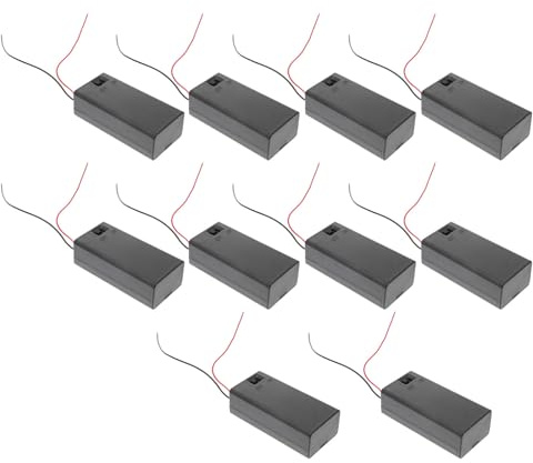 jojofuny Support de Batterie Noir avec Interrupteur et Couvercle 6f22 en Plastique Boîtier pour Pile 9v 10pcs pour LED Light et