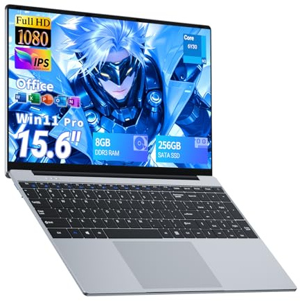 MASNIESKI 15.6 Pouces Ordinateur Portable Core M3 6Y30 Processor, Win 11 et Office 365 PC Portable 8Go RAM 256Go SSD, Laptop Fin et léger avec écran FHD Pivotant à 180° Mini-HDMI 2*USB3.0 WiFi5 BT4.2