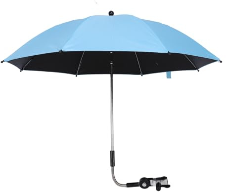 aqxreight Barnvagn Solskydd Paraply Universal 360 Parasoll med Duty Clamp för Barnvagnar Trehjulingar & Regn Lätt Resevänlig (Blå)
