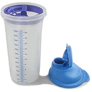 TUPPERWARE Mix-max Shaker Mix-fix in ottone - bicchiere 600 ml XL quick-Shake-it blu trasparente