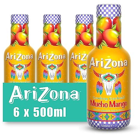 Arizona Mucho Mango Fruit Juice, Pack of 6 x 500ml PET Bottles, Delicious Fruity Drink, No Artificial Flavours or Preservatives