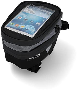 Fischer Premium Fahrradtasche | mit integrierter Smartphone-Tasche und Touchscreen-Schutzfolie | Oberrohrtasche | mit Kopfhörerausgang | schwarz, 86279, Einheitsgröße
