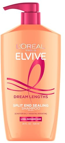 L'Oreal Paris Elvive Dream Lengths Restoring Shampoo With Fine Castor Oil and Vitamins B3 and B5 for Long, Damaged Hair, Visibly Repairs Damage Without Weighdown With System, 28 Fl Ounce
