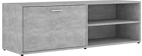 vidaXL TV Schrank mit 1 Tür 2 Fächern TV Möbel Lowboard Fernsehtisch Fernsehschrank Sideboard HiFi-Schrank Betongrau 120x34x37cm Holzwerkstoff