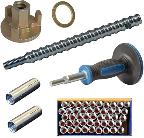 Befestigungsset Beton für Kernbohrständer, ETA Zulassung, 54-teilig inkl. Einschlagdorn mit Handschutz, 50x Einschlaganker & mehr