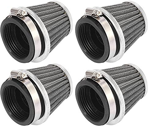Motoforti 4pcs Universal 50mm Motorbike Air Filter Cleaner Round Tapered Black