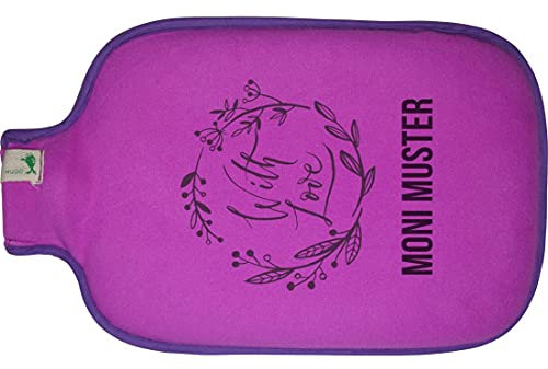 Hugo Frosch Wärmflasche mit Namen - personalisiert - Motiv with love - viele Farben & Motive – Wärmflasche - beere - Größe 19,5 x 31,5 cm - persönliches Geschenk mit Wunsch-Motiv und Wunsch-Name