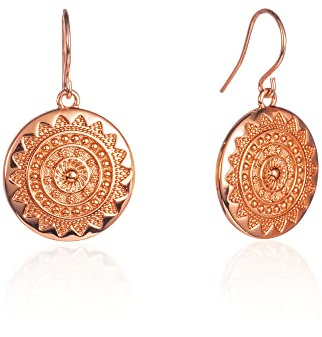 Zavana Runde Scheiben Mandala Ohrringe, Hängende Ohrringe mit Mandalascheibe. Niedliche Ohrringe für Damen und Teenager Mädchen mit glänzenden Mandala-Charme, Qualität Mode-Schmuck für Frauen.