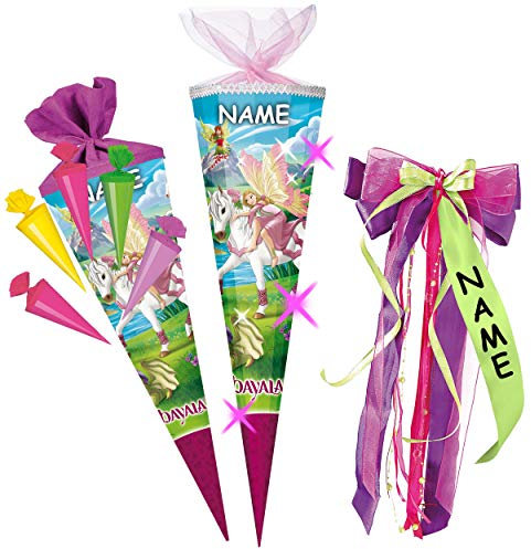 alles-meine.de GmbH mit 3-D Effekt - Glitzer ! Set Schultüte + 5 kleine Zuckertüten - Schleich Bayala - Welt der Elfen & Feen - Einhörner - 85 cm - eckig - incl. individuel..