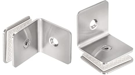 sourcing map Lot de 2 colliers de serrage carrés en acier inoxydable pour verre de douche 8-12 mm d'épaisseur 90 degrés