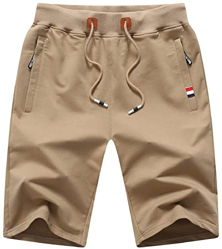 ZOXOZ Sport Shorts pour Hommes Running Coton avec Poches Zippées
