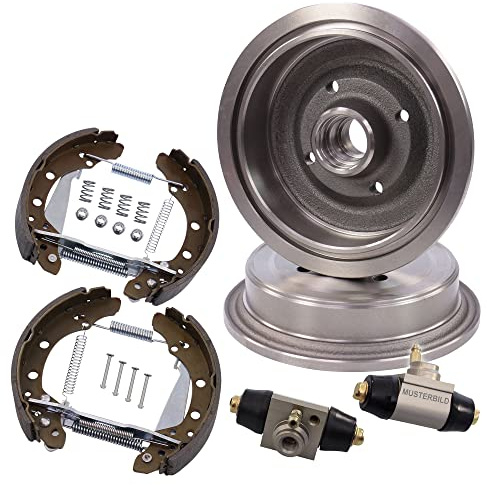 BESTPRICE ATP Bremsensatz Hinterachse inkl. 2x Bremstrommel Hinterachse 4x | Kompatibel mit: AUDI A2, VW FOX Schrägheck, POLO, POLO IV Stufenheck