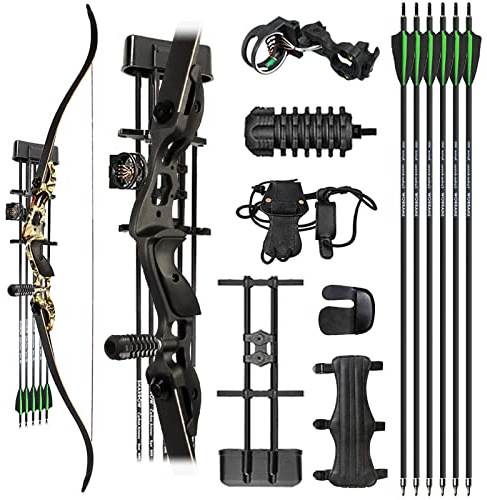 ZSHJGJR Bogenschießen Recurvebogen Set 56 58 60 Zoll 30-60lbs Take Down Recurve Bogen und Pfeil Set Jagd Bogen Für Erwachsene Anfänger mit Bogenschießen Zubehör (60-40lbs, Camo-Set 3)