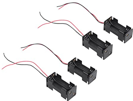 DAZLOR 4 Stueck 2-Schicht 4 x 1,5 V AAA Batterie Halter mit Drahtanschluessen - Schwarz