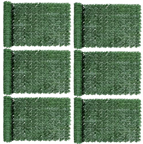 SUNJULY Artificial Ivy Privacy Fence Screen, Expandable Artificial Hedges Fence and Faux Ivy, Garden Privacy Screening Wall Panel Vine Leaf Decoration, UV Resistant (1M*3M) (6PCS)
