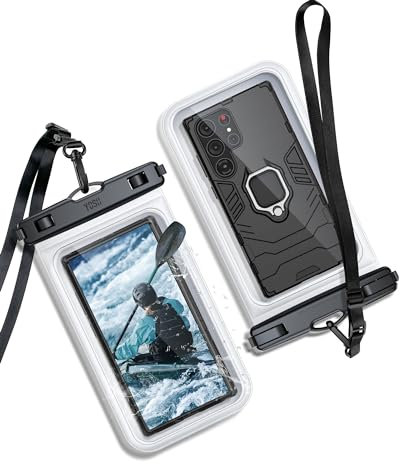 YOSH wasserdichte Handyhülle für Große Handys bis zu 8,5 Zoll, 2 Stück Wasserfeste Handyhülle für Bootfahren SUP, Unterwasser Handytasche für iPhone 17 16 15 14 Pro Max Samsung S25 S24 S23 Ultra